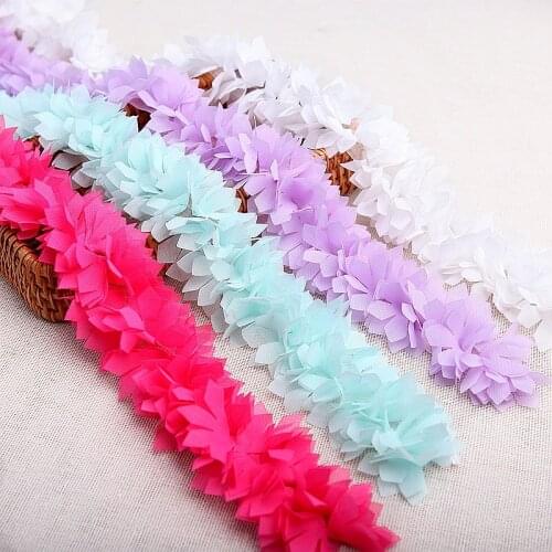 Lace Fabric 1Yard/Lot Lace Trim Ribbon Polyester Flower Clusters Clothing Production Lace Fabric Knitted Sewing Supplies 190508