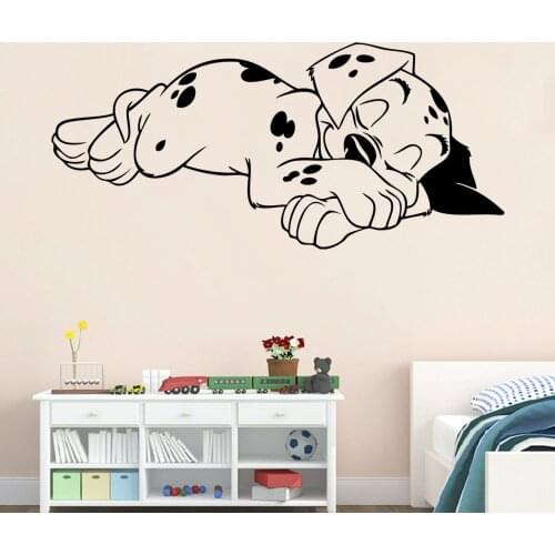 Diy Cute Sleeping Spotty Dog Decorative Vinyl Wallpaper Kids Wall Sticker Aimal Children Room Glass Decal Mural Home Decor Art