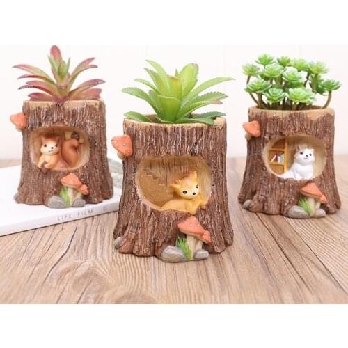 Simulation Swing Tree Stump Potted Resin Crafts Micro Landscape Gardening Decoration Room Balcony Adornment Potted Succulents