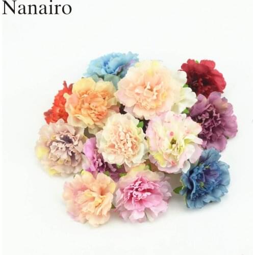 10pcs Cheap 4.5cm Mini Artificial Silk Flower Heads European Fall Vivid Peony For Wedding Home Decoration Chrismas Gift Crafts