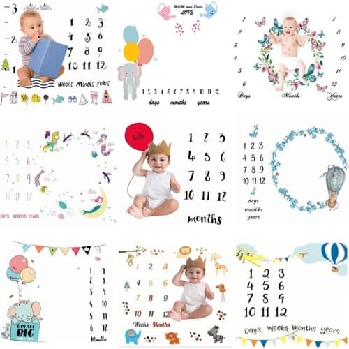 Newborn Baby Monthly Milestone Blanket Diaper Cartoon Lovely Multi-Function Play Mat Infant Portray Bath Towel Nordic Kids Photo