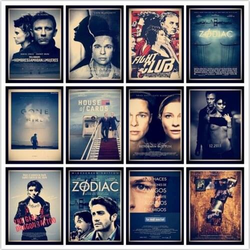 Perfect JL Se7en/Gone Girl/The Social Network/David Fincher Poster Wall Stickers Vintage Poster For Bar And Home Decor HBB16