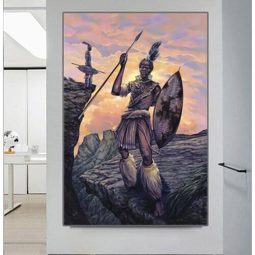 Indigenous Man Canvas Painting Posters and Prints Scandinavian Weapon Wall Art Pictures for Living Room Home Decoration Cuadros