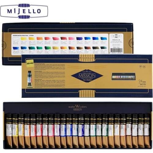 Mijello Gold 24 Colors Watercolor High Concentration Natural Pigment Watercolour Professional Painter Paints