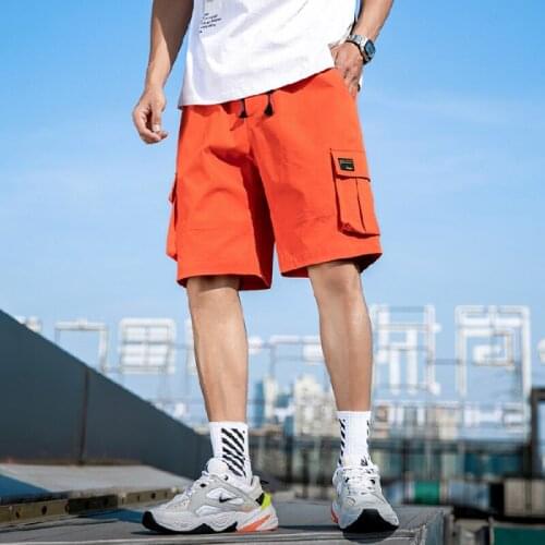 Shorts mens summer thin Korean version trend Slouchy style label casual pants Hong Kong style straight tube loose Capris