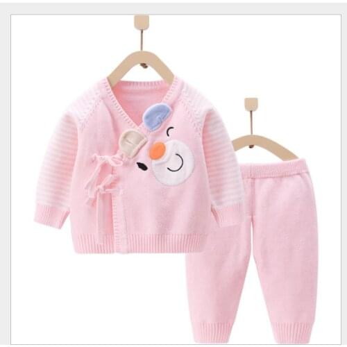 Newborn sweater Baby fall long-sleeved lace-up sweater 2