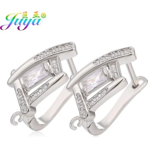 Juya DIY Creative Gold/Silver Color Earring Hooks Handicraft Fastener Basic Earring Clasps For Women Fashion Earrings Making