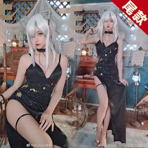 Anime Arknights Black AMIYA First Anniversary Sexy Cheongsam Party Dress Uniform Cosplay Costume Halloween Women Free Shipping