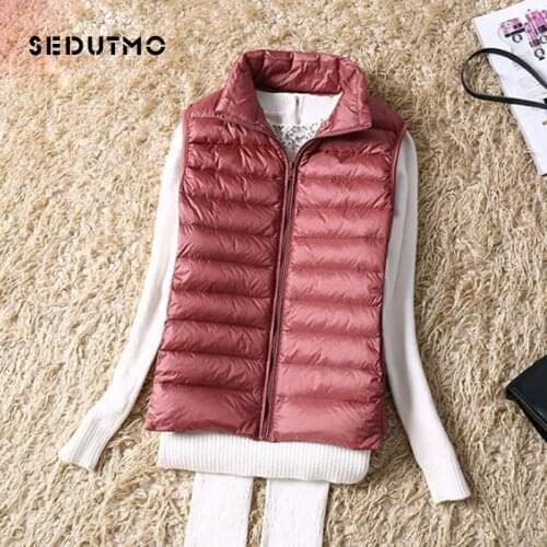 SEDUTMO Winter Duck Womens Down Jackets Ultra Light Plus Size 3XL Vest Down Doat Short Puffer Jacket Slim Waistcoat ED051