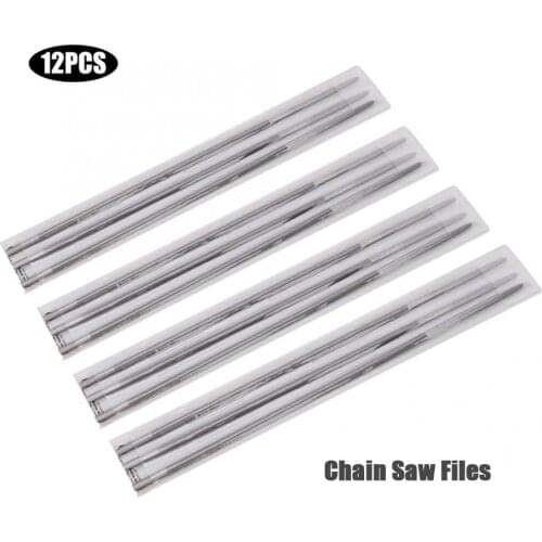 12Pcs Chain Saw Files Round Chainsaw Sharpening Files Woodworking Chain Saw File 4mm 5/32in for Wood Cutting Machine