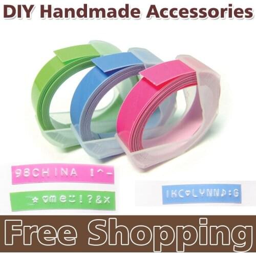 5PCS PVC hard Tape MOTEX labels for Hand Type Label Machine,Mixed color 9mm x3m self adhesive DIY gift label maker Free Shipping