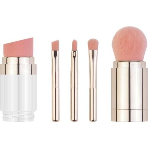 5 In 1 Retractable Makeup Brushes For Foundation Eyebrow Lip Eyeshadow Brushes Loose Paint Travel Size Maquiagem Kit