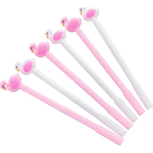 50PCS/lot Korea Stationery Cute Soft Girl Flamingo Gel Pen Creative Cartoon Hipster Signing Pen Students Written Exam