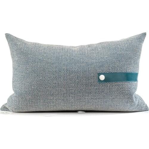 50x30cm rectangle blue waist pillow case sofa decorative cushion cover Pu leather lumbar pillow cover backrest