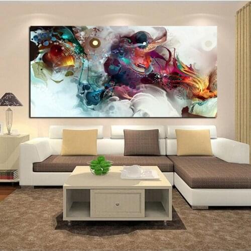 75x150cm Watercolor Retro Dragon Abstract Oil Painting Print on Canvas Painting Poster Print Wall Picture for Living Room Decor