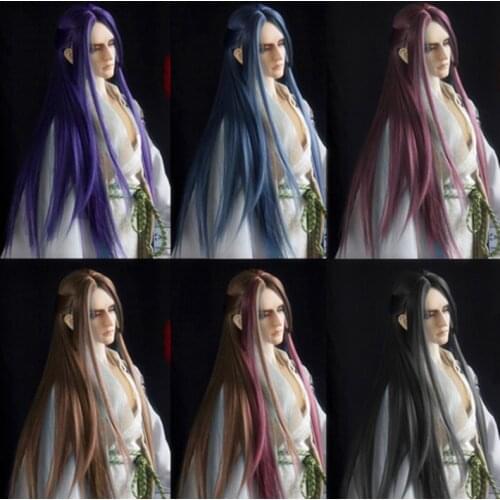 Allaosify Synthetic hair long straight BJD WIG for dolls Silver Gray Black