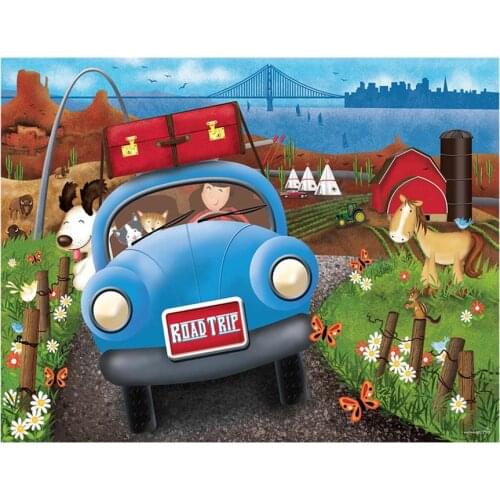 5D new full diamond cartoon car landscape mosaic diamond painting embroidery decoration home decoration