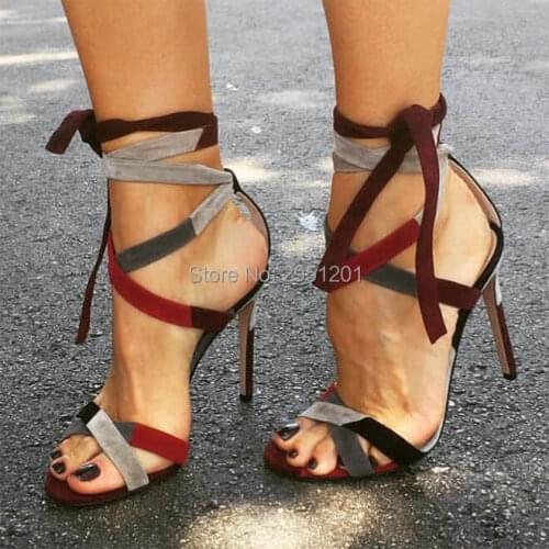 High Heels Sandals Strap Women Heels Wedding Shoe Women Casual Cross Tie Gladiator Sandalia Feminina