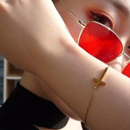 Stainless steel, yellow, rose gold horizontal cross bracelet-celebrity style horizontal cross bracelet fashion