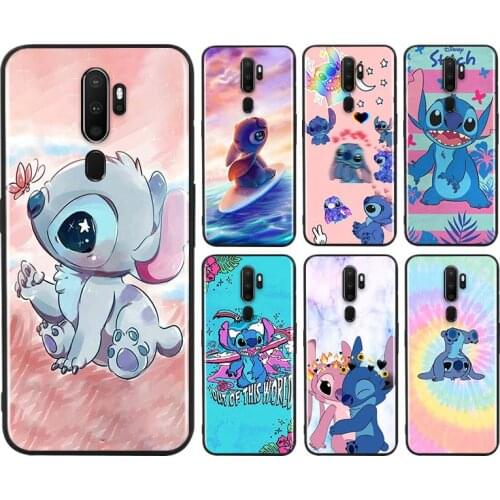 Disney Cute Stitch For OPPO AX7 A1K A94 A93 A92S A73 A72 A53S A52 A32 A31 A12E A11X A9 A5 2020 Black Soft Phone Case