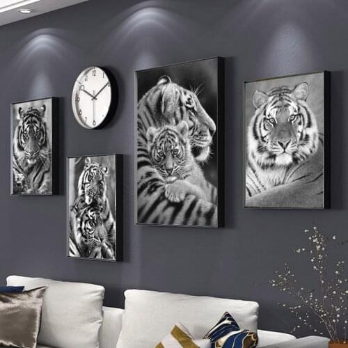 Black White Tiger Diamond Mosaic Cross Stitch Kits Embroidery Canvas Picture Art Diamond Embroidery Home Room Decor