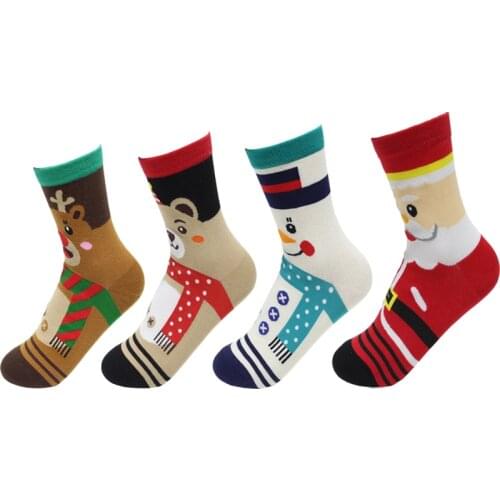 Cheap women cartoon socks autumn-winter colorful new years socks lady and womens christmas cotton sock