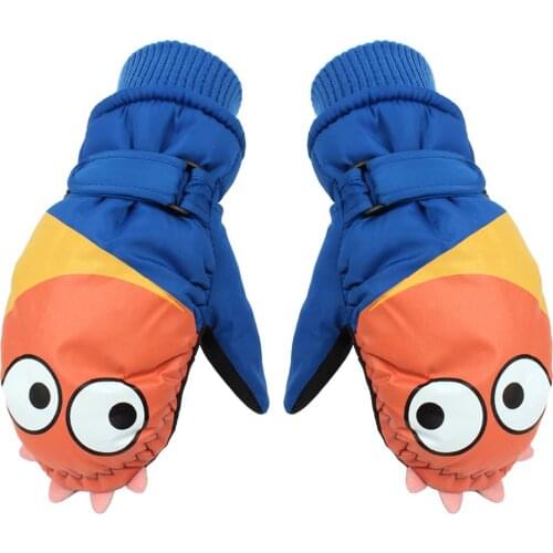Children Kids Winter Plush Warm Waterproof Aliens Print Cycling Protection Gloves Motorcycle Equipments Parts