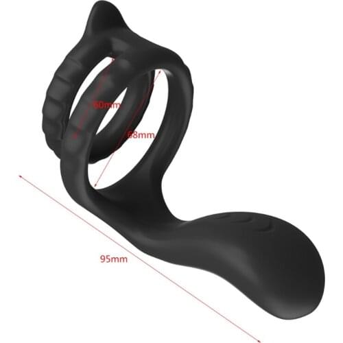 Dual Dildo Ring Stimulator Powerful Vibrations Massage Adult Sex Toys for Men 68UD