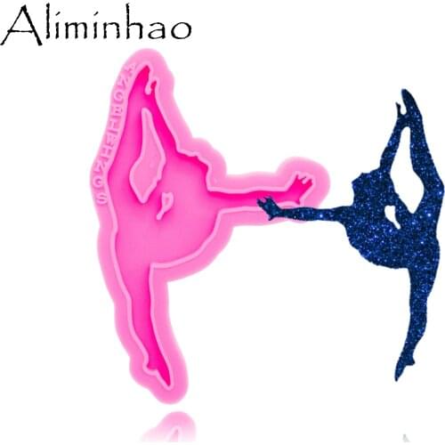 DY0385 Shiny Gymnast mold Silicone Molds DIY Dancing girl resin epoxy keychains Mould for jewelry Key ring pendant decoration
