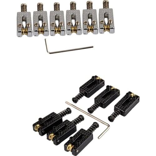 ELOS-6 Roller Bridge Tremolo Saddles With Wrench For Fender Strat Tele Electric Guitar Chrome Color