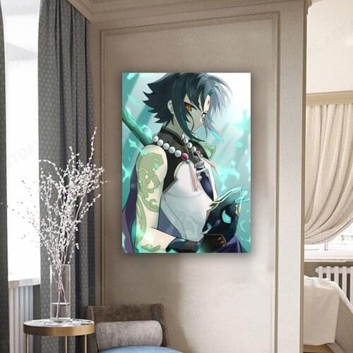 Canvas Anime Xiao Genshin Impact Pictures Home Decoration Paintings Poster HD Prints Wall Art Modular Living Room
