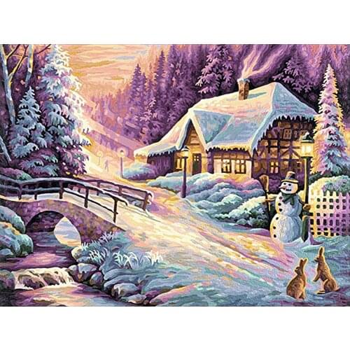 Beautiful Winter Forest Snow House Diamond Painting Round Square Full Drill DIY Mosaic Embroidery 5D Cross Stitch Scenic Picture