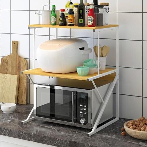 Kitchen Tableware Microwave Oven Stand Home Office Shelf Organizer Holder Multi Function Stand 3 Layers Dish Space Saving Rack