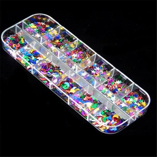 Moon Star Galaxy Box Nail Art Metal Sequins Glitter Tips Decoration Gel Nail Polish Metallic Paillette Flakes Decor Accessories