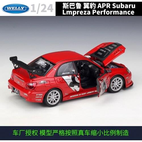Welly 1:24 Diecast APR Impreza Performance Racing Cars Red High Simulation Vehicle Alloy Metal Model Car