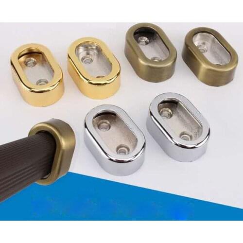 4Pcs Zinc Alloy Oval Wardrobe Rail Bracket Wall Mounted Hanging Rod End Supports Closet Tube Pipe Brackets furniture support