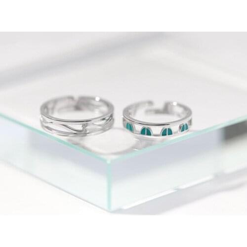 Couple Rings For Women Men Opening Adjustable Blue Line Simple Fashion Punk Hot Girlfriend Valentines Day Gift Jewelry BOYULIGE