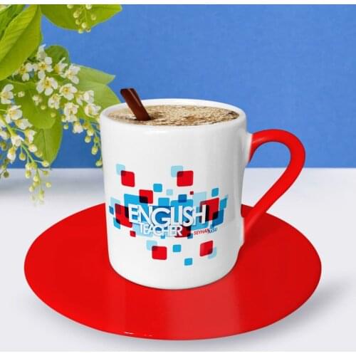 Personalized English Teacher Red Turkish coffee Cup-3