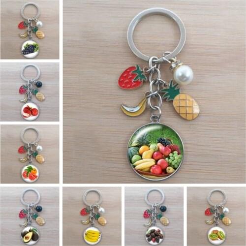 Food keychain fruit apple pear lemon watermelon strawberry keychain jewelry I love fruit keychain lover friend jewelry gift
