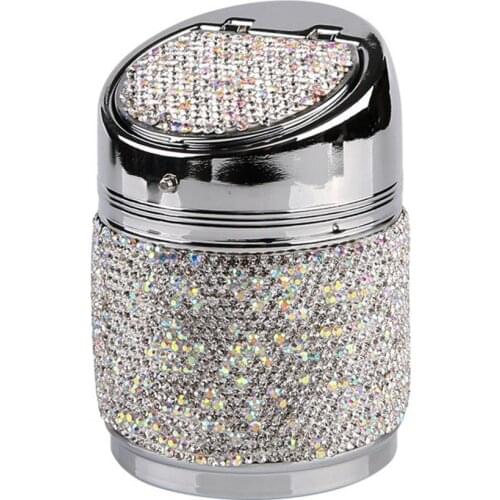 Portable Cigarettes Storage Cup Creative Multifunctional with Cover Rhinestone Ashtray Holder for Car Accessories Supplies