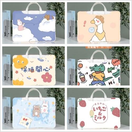 Portable Laptop Bag 12 13.3 14 15.6 17.3 Inch Macbook Air Pro Cute Waterproof Laptop Bag Briefcase Protective Cover Bag