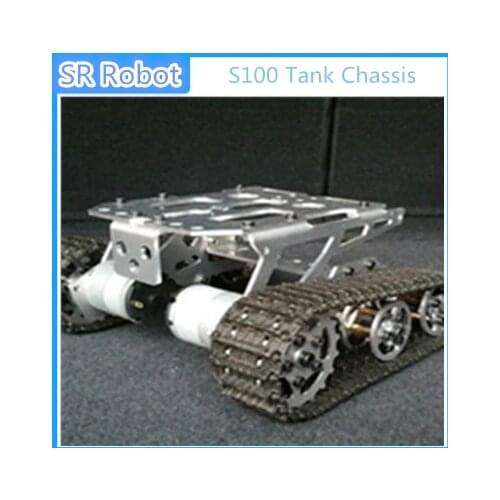 RC Metal S100 Tank Chassis Robot Crawler Tracked Tank Chassis Smart Car Chassis Tracked Vehicle DIY RC Toy with Motor
