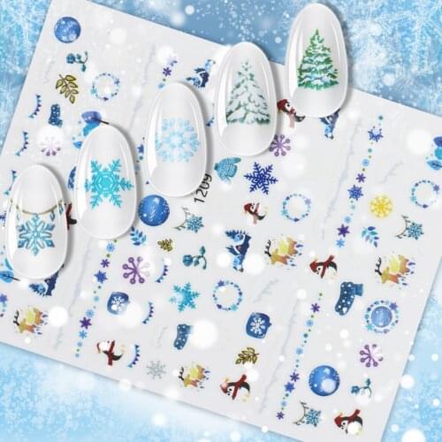 Christmas Nail Art Stickers Decals, Self-adhesive Stickers for Nails Santa Claus Snowflake Snowman for Christams Nail Decoration