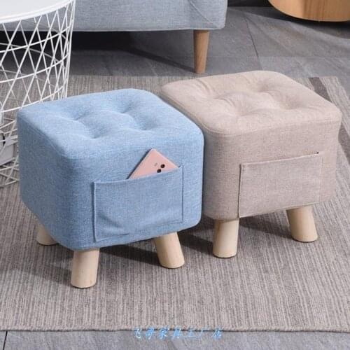 Nordic Small Stools Cute Bedroom Dormitory Board Furniture Stool Solid Soft-covered Fabric Footstool Footrest for Shoe Footstool