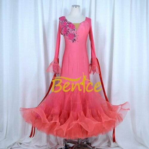 Standard Ballroom Dress Women New Of 2019 Custom Made High-necked Long Sleeved Waltz Ballroom Dance Competition Dresses