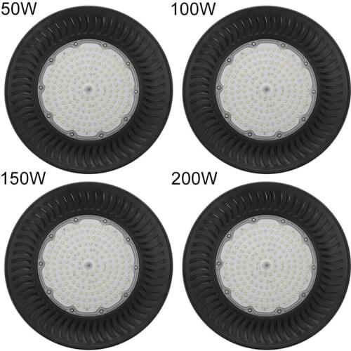 Super Bright 50W 100W 150W 200W UFO LED High Bay Light Garage Lamp AC 220V Waterproof IP65 Industrial Lighting for Warehouses