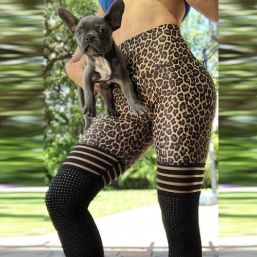 Gym leggings women yoga pant for sport leopard woman jogging pants fitness high waist legging workout female sports tights mesh