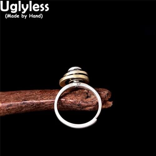 Uglyless Spinning Cake Rings for Women Creative Thai Silver Jewelry Novel Buddhistic 6-word Mantra Religious Rings 925 Silver FU
