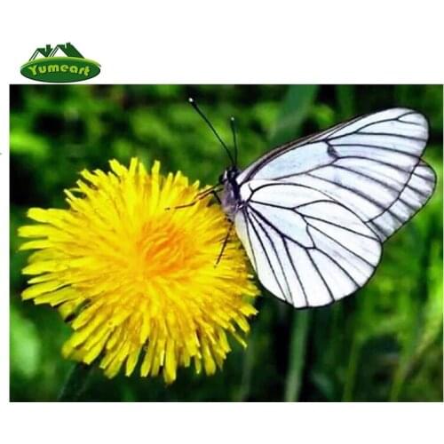 YUMEART 5D DIY Diamond Painting "butterfly & flower" Embroidery Full Square Diamond Cross Stitch Rhinestone Mosaic Decor