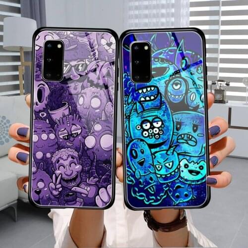 Funny cartoon Phone Case Tempered Glass For Samsung S7 S8 S9 S10E S20 21 30 Plus ultra Note 8 9 10 Plus A7 2018
